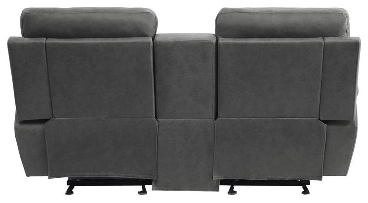 Pemberly Row 20" Modern Microfiber Double Glider Reclining Love Seat in Gray