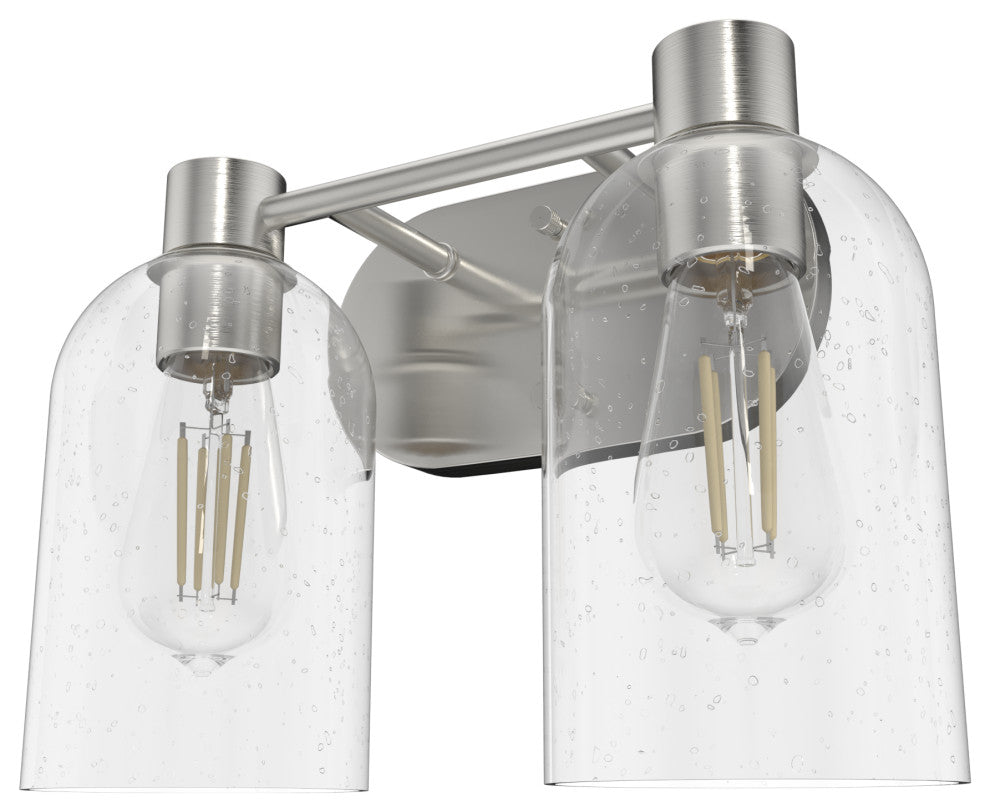 Hunter Lochemeade Brushed Nickel 2 Light Vanity Wall Light Fixture