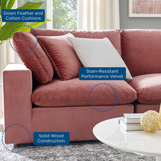 Commix Down Filled Overstuffed Performance Velvet 3-Seater Sofa Dusty Rose
