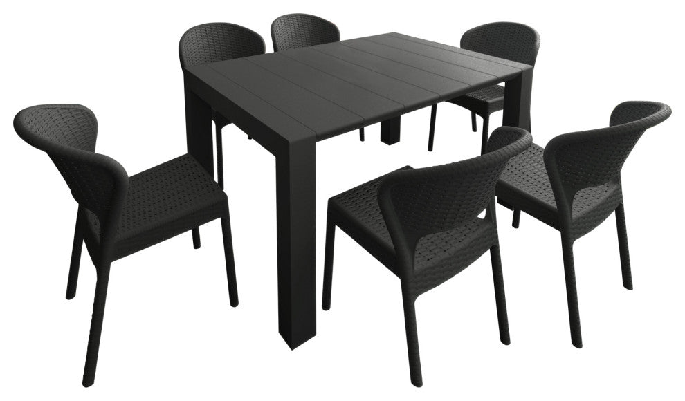 Compamia Daytona 7-Piece Extendable Dining Set, Dark Gray