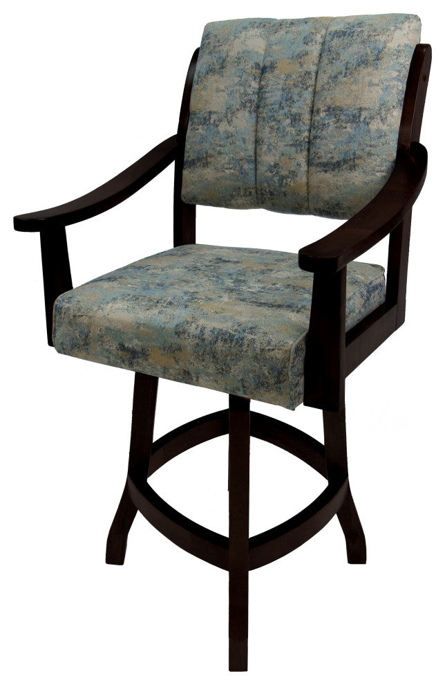 Swivel Counter Wood Bar Stool Casa on S-Base, Poet Sky and Black, 26"