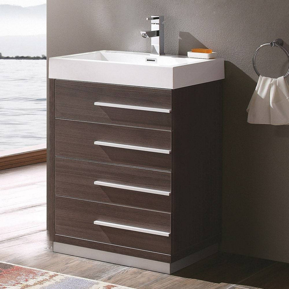 Fresca FCB8024GO-I Livello 24" Gray Oak Bathroom Cabinet With Integrated Sink