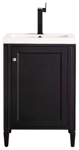 Britannia 24" Vanity, Black Onyx, White Glossy Resin Countertop