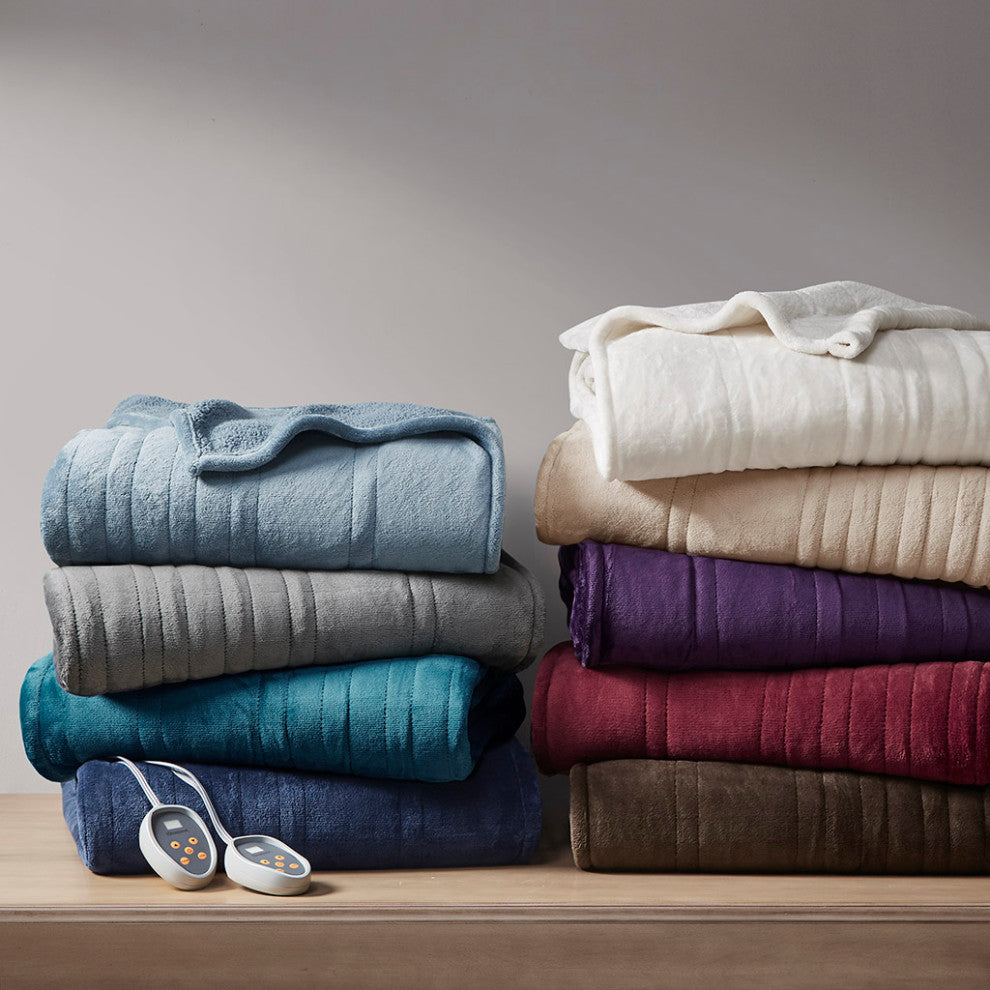Beautyrest Heated Microlight to Berber Blanket, Ivory