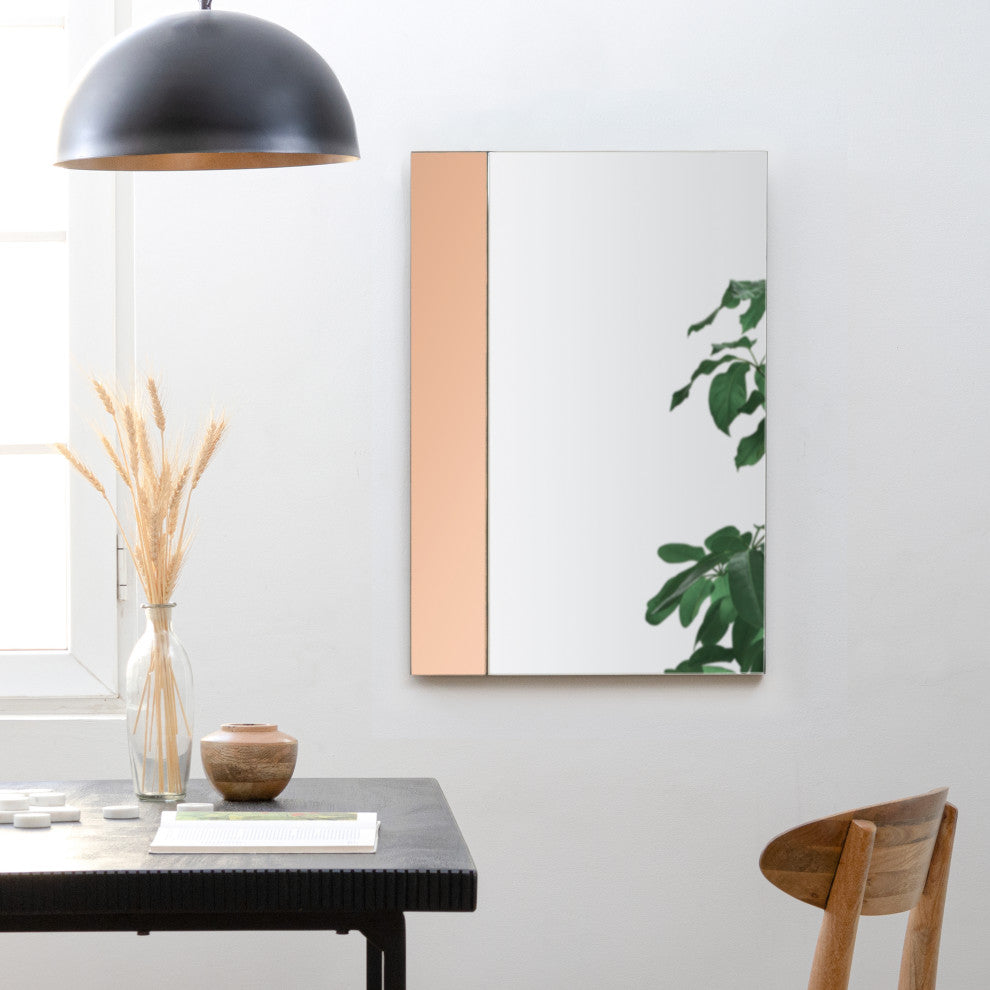 Eric Accent Rectangle Mirror, Rose Gold, 30"x20"