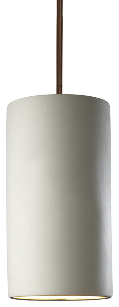 Large Cylinder Pendant, Bisque, Dark Bronze, Incandescent