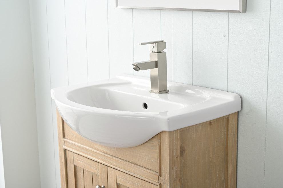 Marian 24 in. Single Sink Bath Vanity in Oak with White Porcelain Top