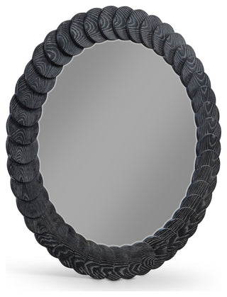 Revolve Oak Veneer Mirror, Black, Round