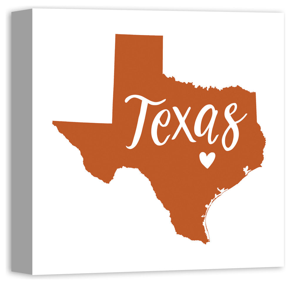 Orange and White Texas Pride 16x16 Canvas Wall Art