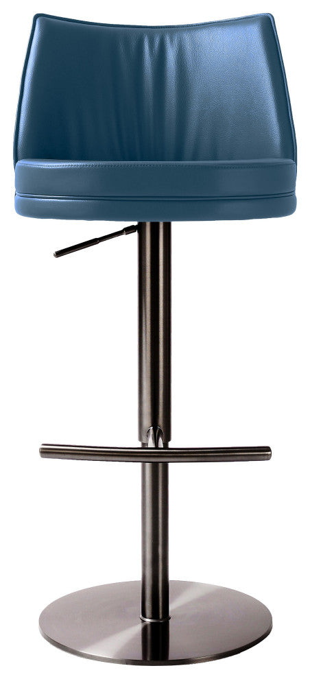 Gala Blue Vegan Leather on Black Adjustable Stool