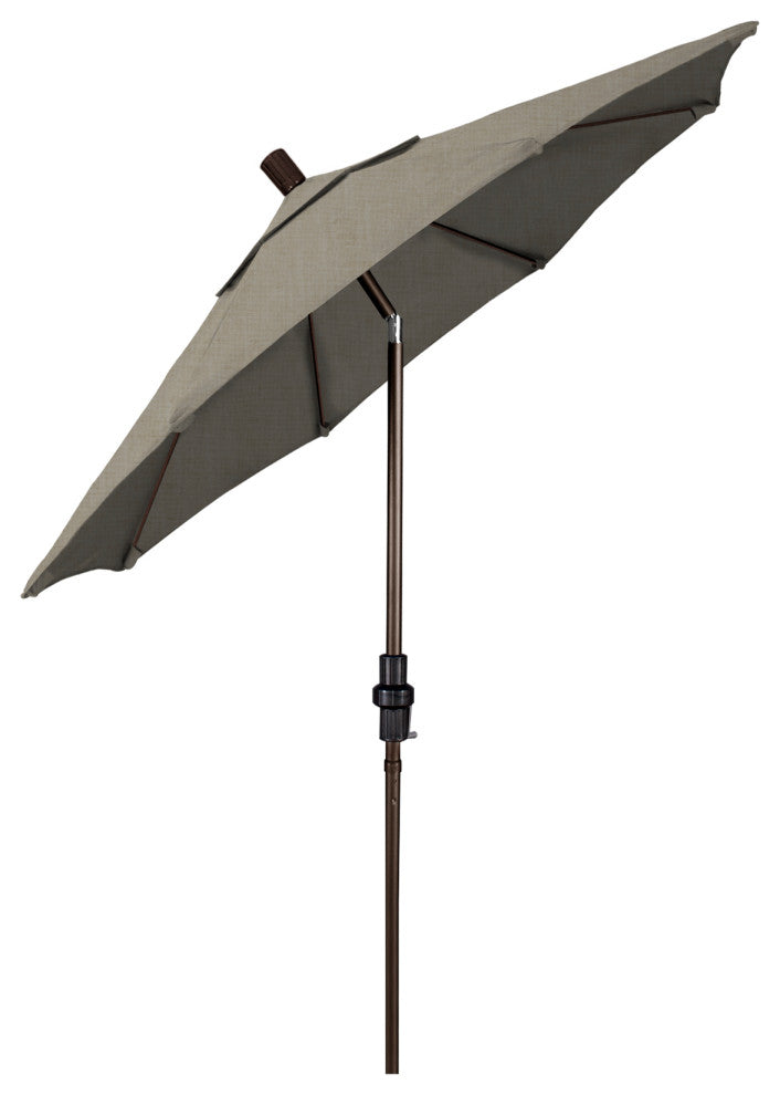 7.5' Bronze Collar Tilt Lift Fiberglass Rib Aluminum Umbrella, Sunbrella, Spectrum Dove