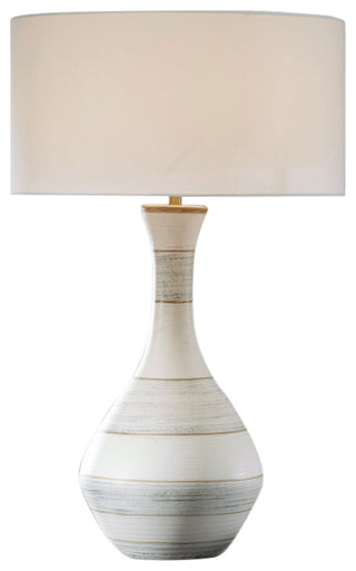 Uttermost Potter Striped Ivory Blue Table Lamp