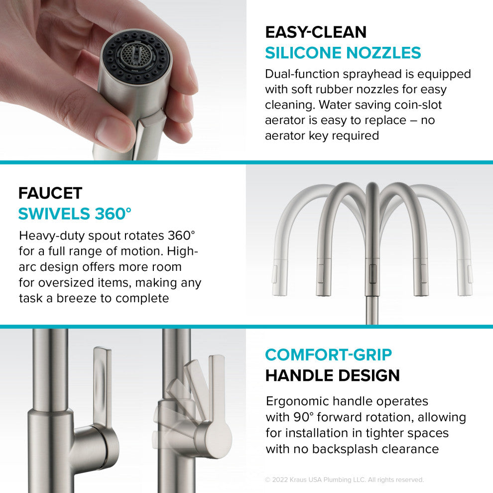 Oletto Pull-Down 1-Hole Kitchen Faucet, Chrome, Model Kpf-2820ch