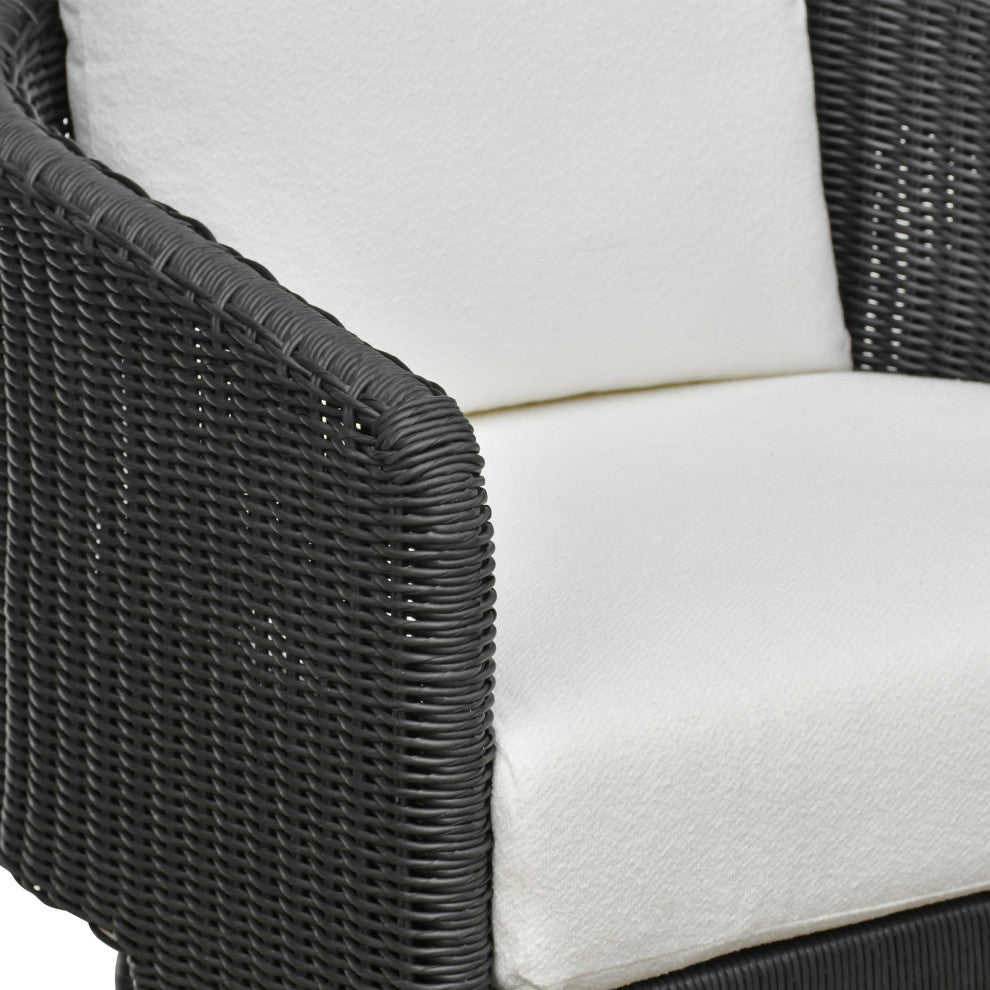 Alexa Rattan Performance Fabric Outdoor Armchair, Black