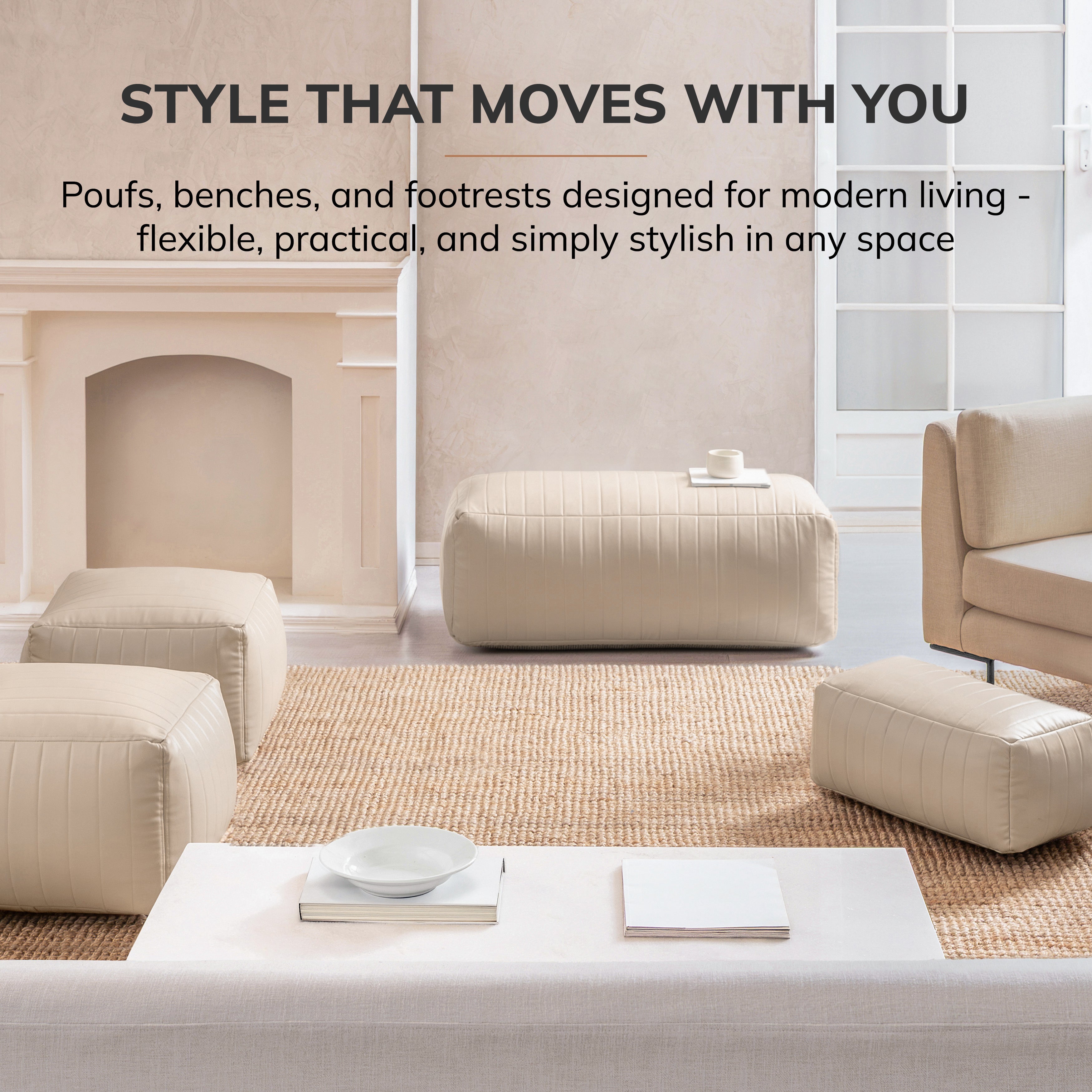 Polyester Florence Footrest, Cream