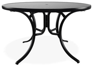 48" Round Hammered  Outdoor Dining Table with Umbrella Hole, Black