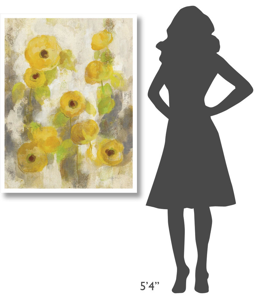 "Floating Yellow Flowers II" Digital Paper Print by Silvia Vassileva, 32"x42"