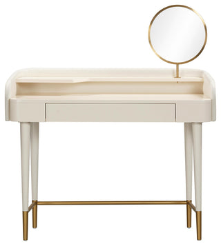 Penelope Cream Vegan Leather Wrapped Vanity Desk - Cream