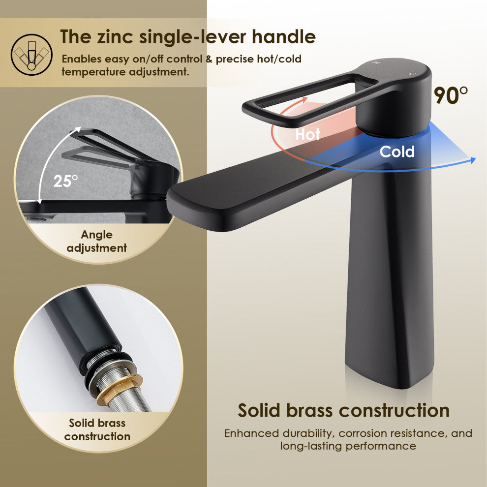 Paula Single Hole Single-Handle Bathroom Faucet, Matte Black
