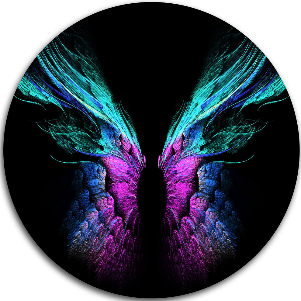 Blue Butterfly Wings, Floral Digital Art Round Wall Art, 23"