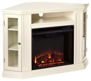 Lincoln Convertible Media Electric Fireplace, Ivory