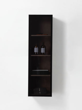 LUCE 13" Wall Mount Modern Bathroom Side Cabinet, Chestnut Oak/Matte Black
