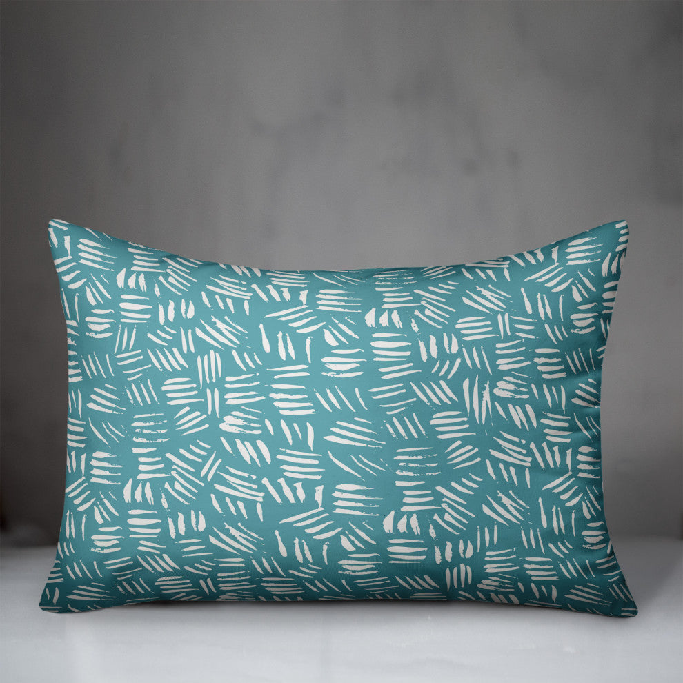 Coastal Teal Dashes 14x20 Spun Poly Pillow