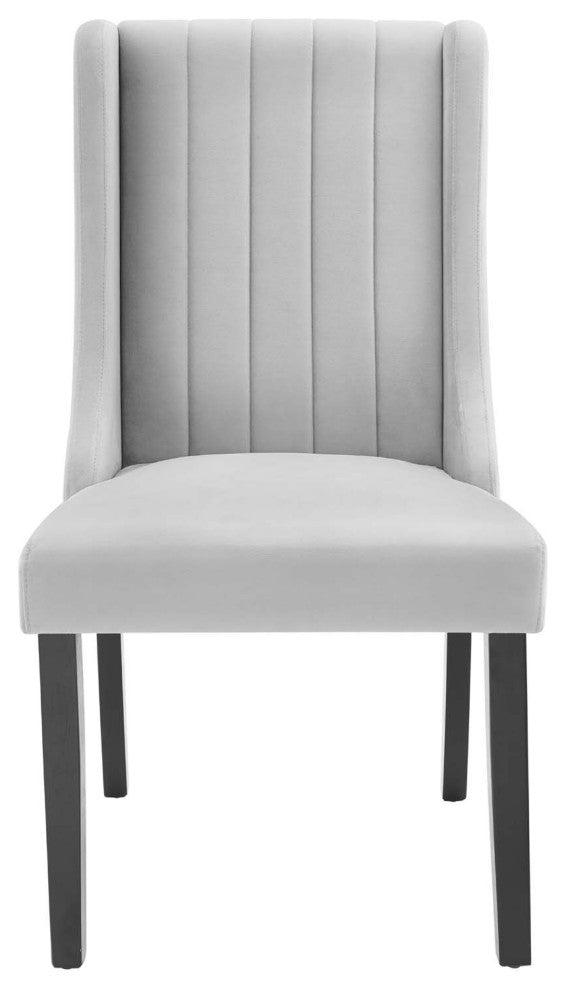 Side Dining Chair, Set of 2, Velvet, Gray, Modern, Cafe Bistro Restaurant