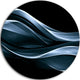 Fractal Lines Blue In Black, Abstract Digital Disc Metal Wall Art, 38"