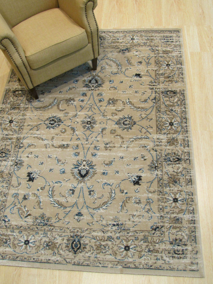 Beige Traditional Oriental Distressed Bohemian Isabella Area Rug