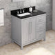 Cade Transitional 36" Grey Left Offset Sink Vanity, Black Granite Vanity Top