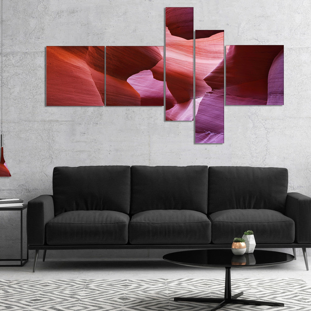 Play of Light in Antelope Canyon, Landscape Photo Canvas Print, 60"x32",5 panels