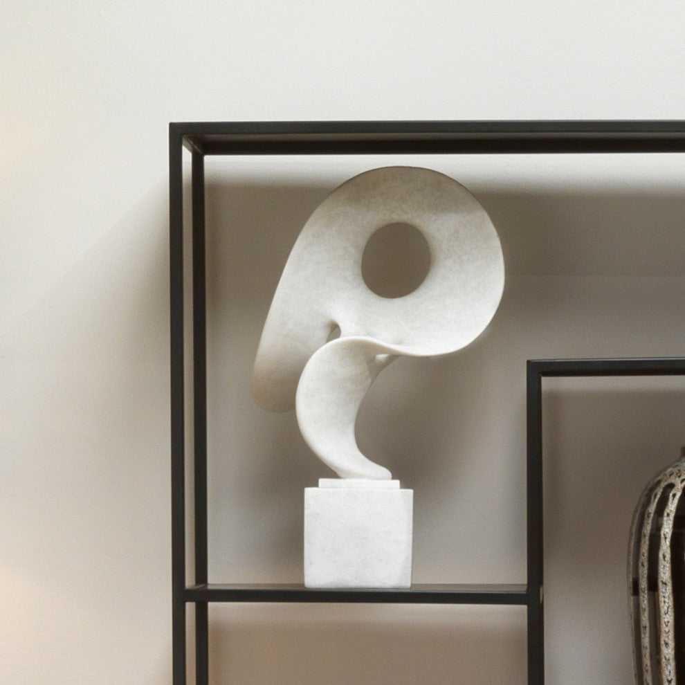 Organic Shape Abstract Free Form Sculpture on Pedestal Figural Modern Off White