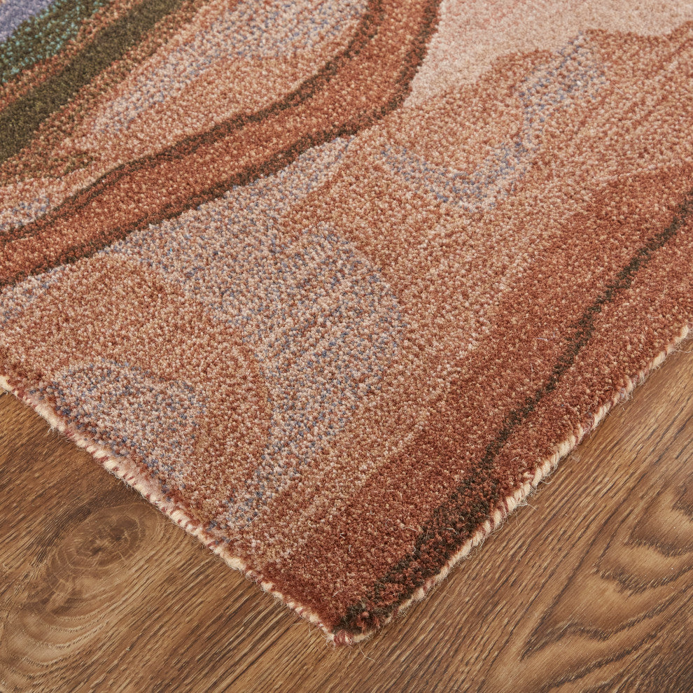 Weave & Wander Nakita Rug, Copper/Dusty Pink/Turquoise, 8ft x 10ft Rug
