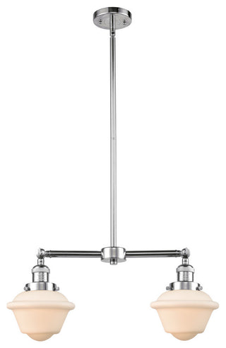 Small Oxford 2-Light Chandelier, Polished Chrome, Matte White