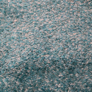 HAND TUFTED SHAG POLYESTER ECO-FRIENDLY AREA RUGS- Turquoise&White Color, Solid
