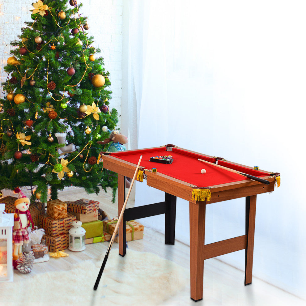 Costway 48'' Mini Table Top Pool Table Game Billiard Set Balls Indoor Sports