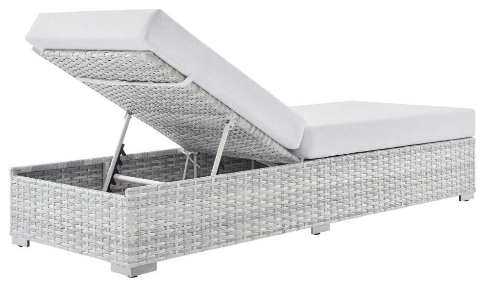 Convene Outdoor Patio Chaise Light Gray White