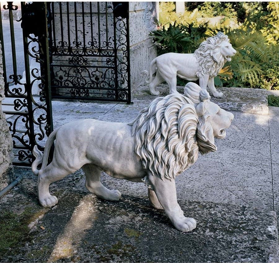 Regal Lions of Grisham Manor Statues, Set of 2