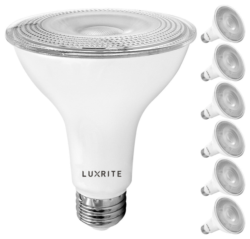 Luxrite LED PAR30 Flood Light Bulb 4000K Dimmable Wet Rated 6 Pack