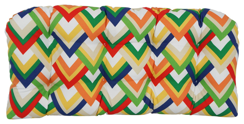 42"X19" U-Shaped Patterned Polyester Tufted Settee/Bench Cushion, Resort Garden