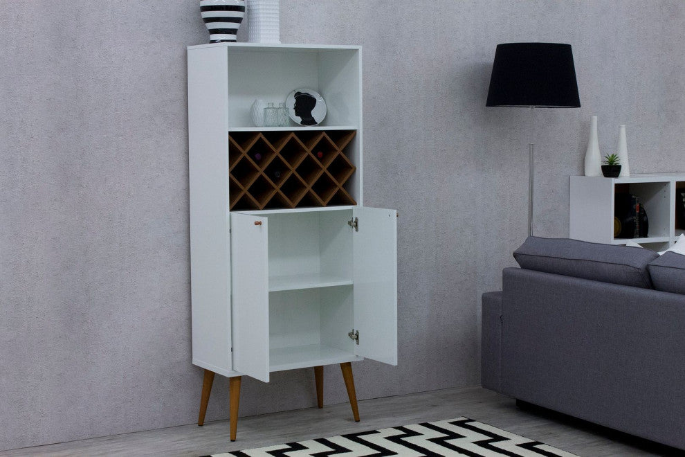 Utopia China Cabinet in White Gloss and Maple Cream