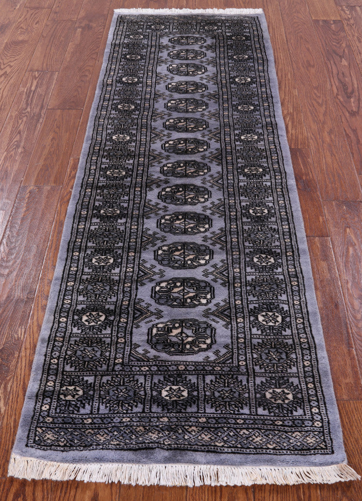 Runner Hand-Knotted Silky Bokhara Wool Rug 2' 2" X 6' 4" - Q13836