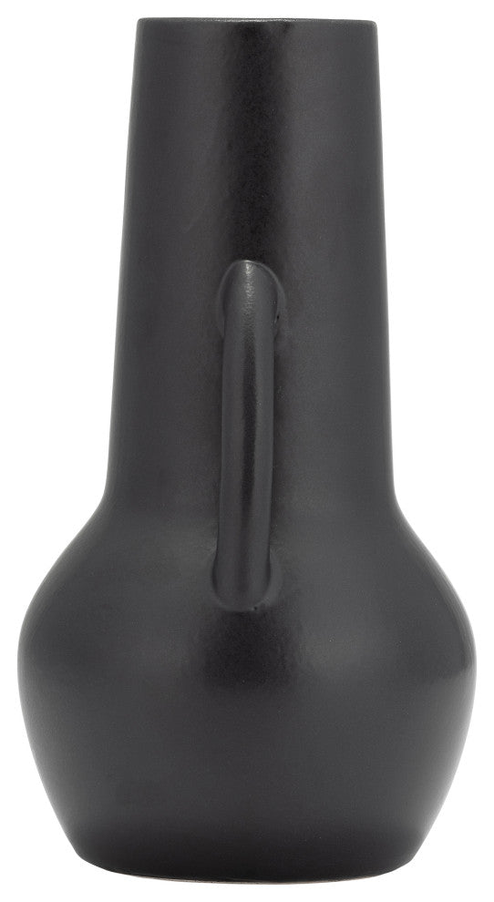 Ceramic 8", Vase, Handles, Black