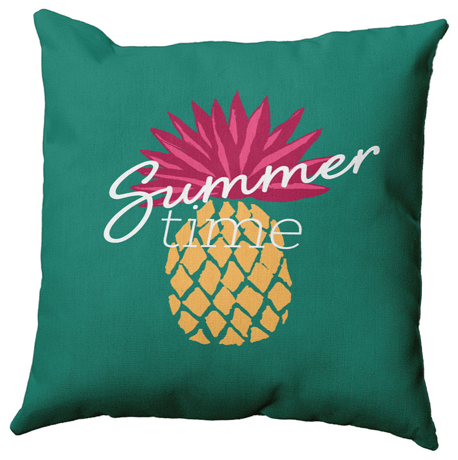 Summer Time Pineapple Polyester Indoor Pillow, Kelly Green, 18"x18"