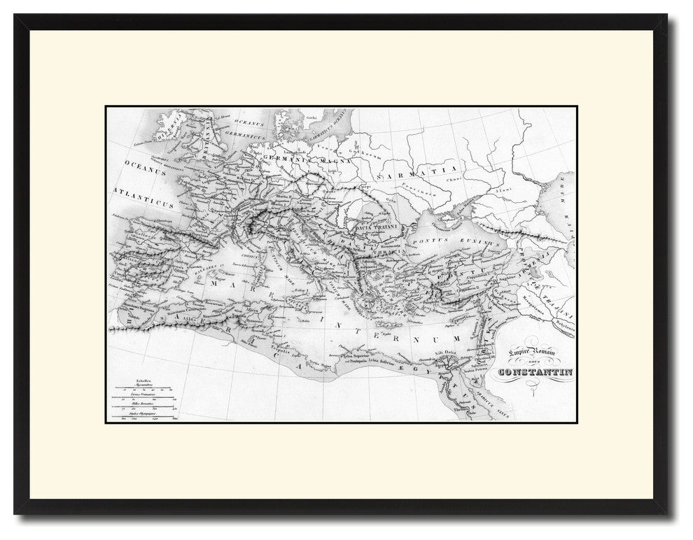 Contantin Empire Vintage B&W Map Canvas Print, 16"x21"