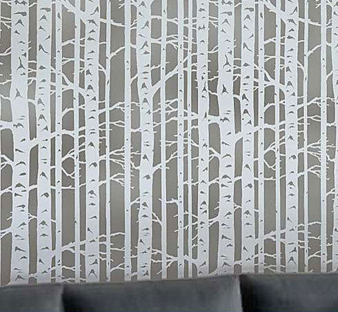 Birch Forest Stencil Allover, Reusable Stencils For Walls, DIY Wall Decor