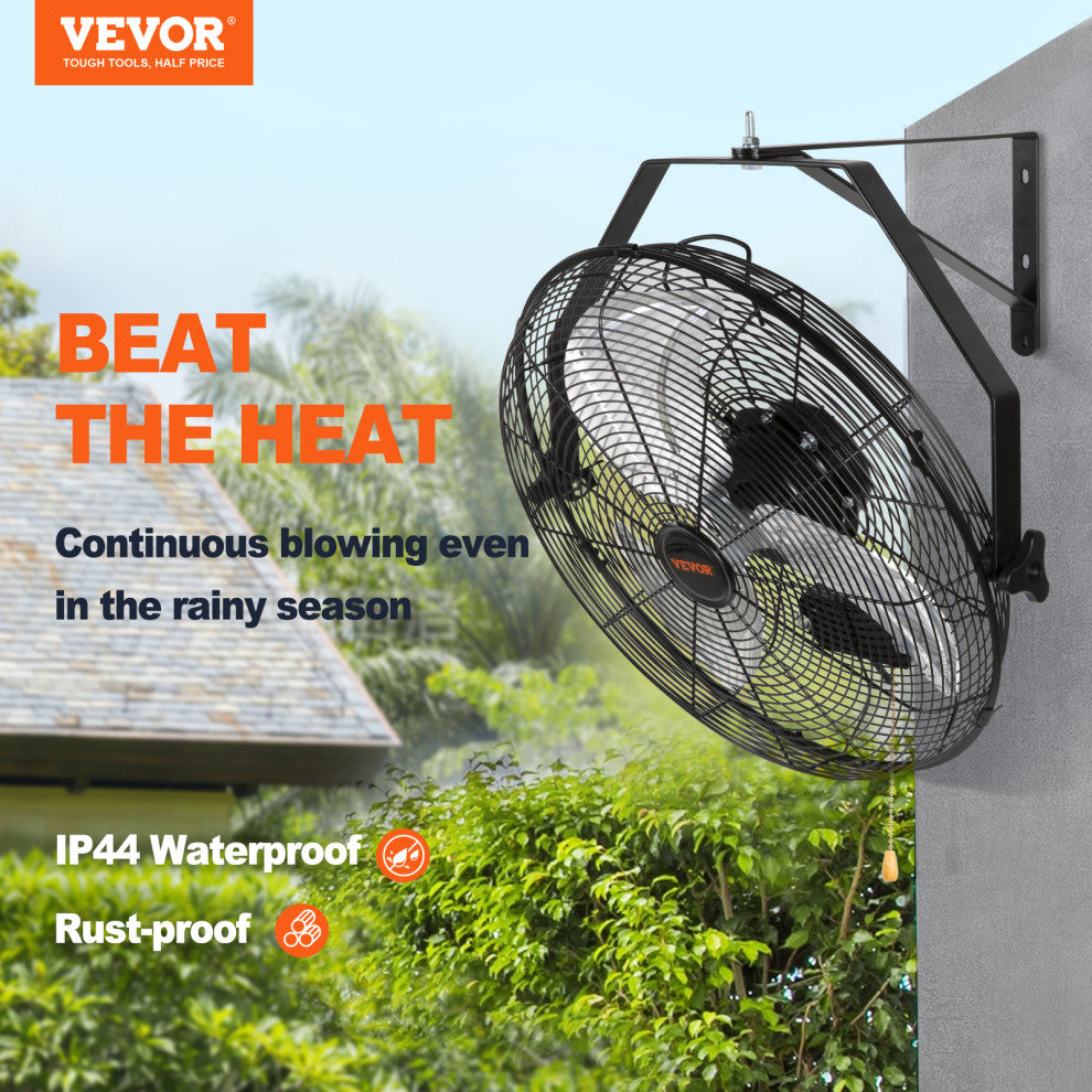 VEVOR Industrial Wall Mount Fan Oscillating Metal Fan 3 Speed, 18"œ Waterproof