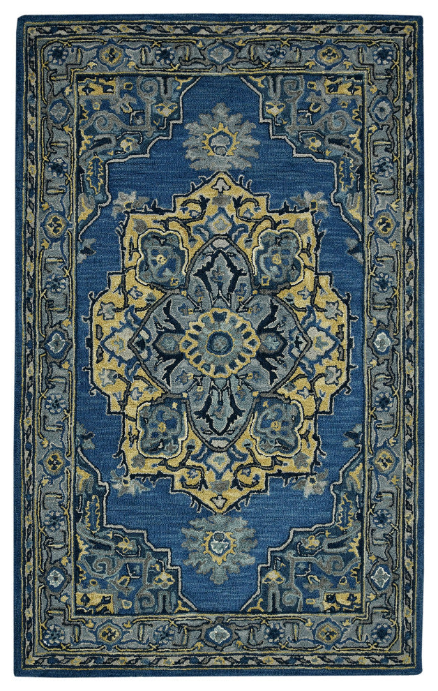 Boho Roanne Area Rug, Denim Blue, 8' x 11', Medallion