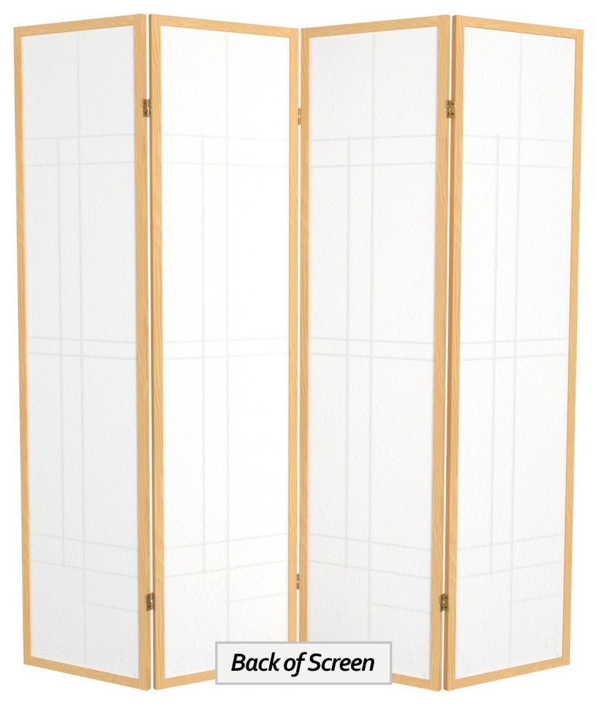 6' Tall Eudes Shoji Screen, Natural, 4 Panels
